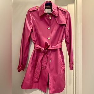 Pink trench coat with gold details